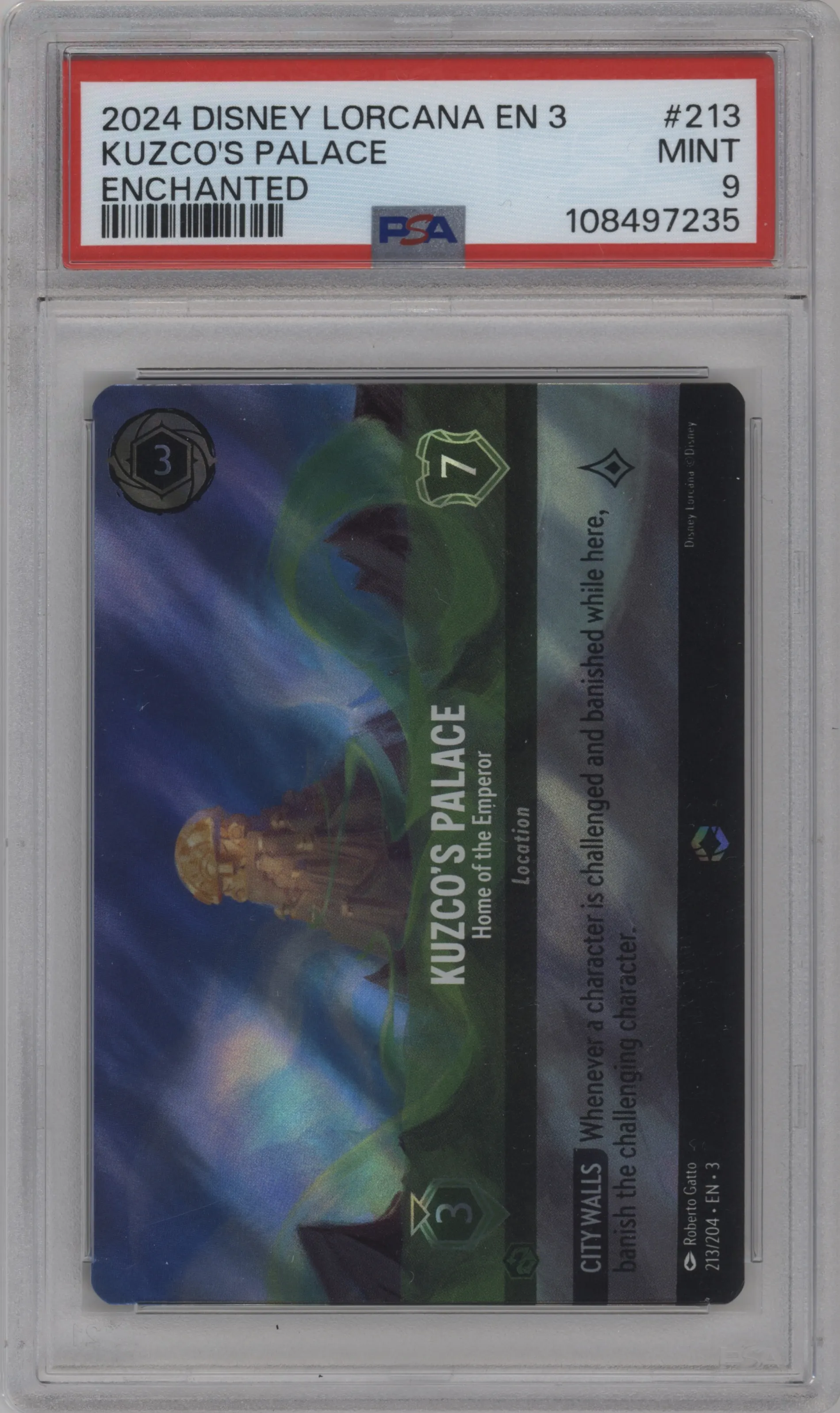 2024 Disney Lorcana Into the Inklands Kuzco's Palace Enchanted PSA 9