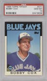 Bobby Cox from the 1986 Topps set featuring a Tiffany parallel graded by PSA and given an overall grade of 10.