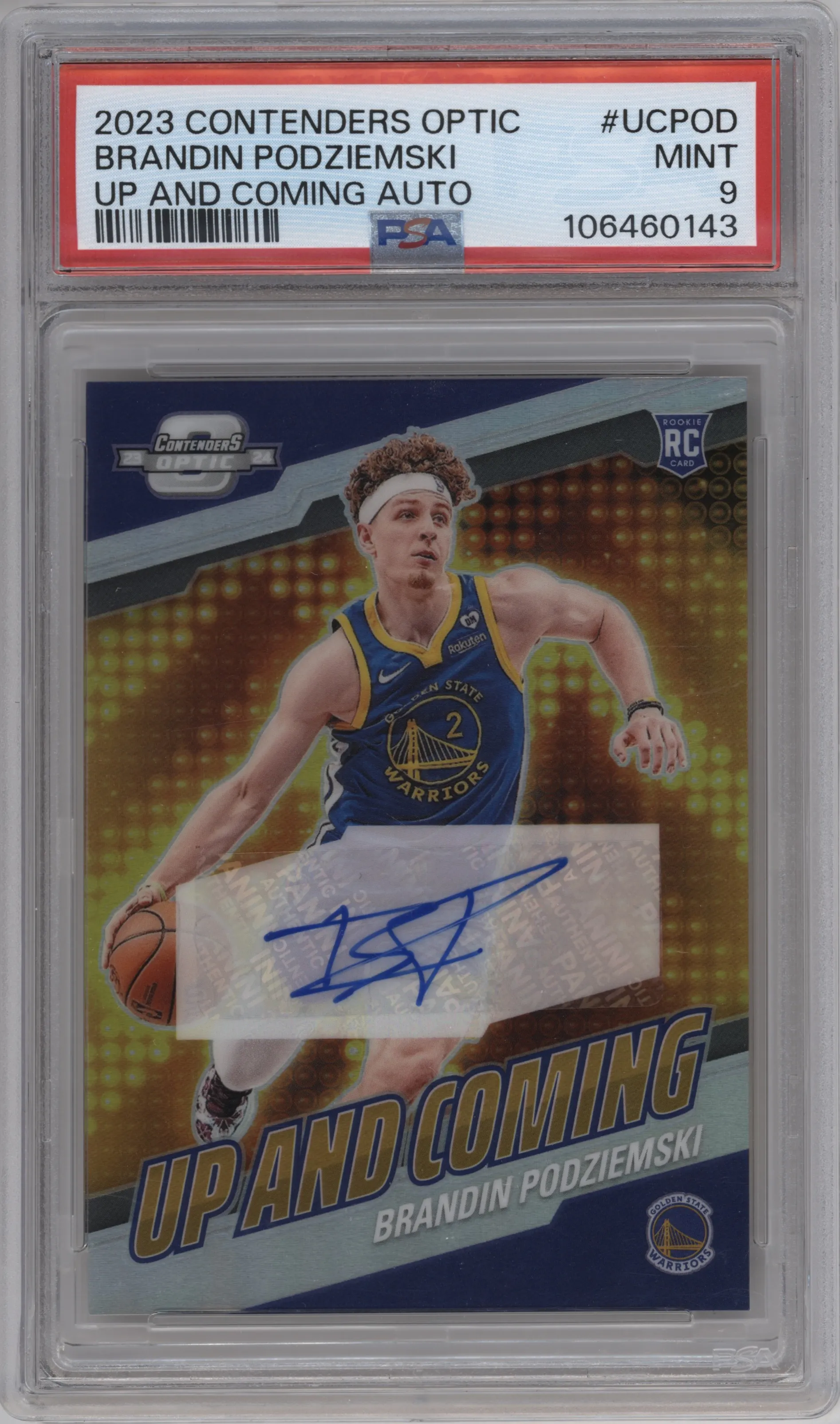 2023 Panini Contenders Optic Up and Coming Auto Brandin Podziemski #UC-POD PSA 9
