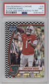 Cameron Ward from the 2024 Bowman Chrome University set featuring a Black and White Stealth Refractors parallel graded by PSA and given an overall grade of 9.