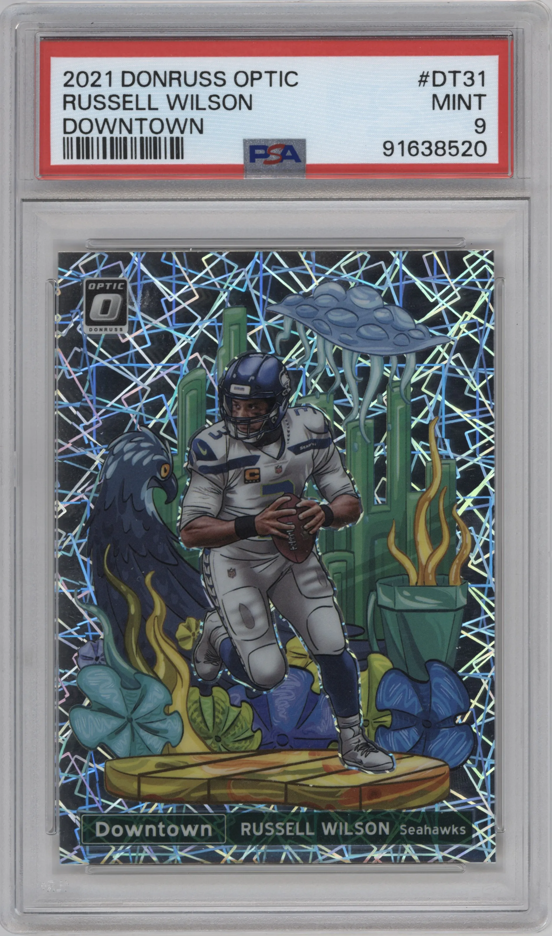 2021 Panini Donruss Optic Downtown Russell Wilson #DT-31 PSA 9
