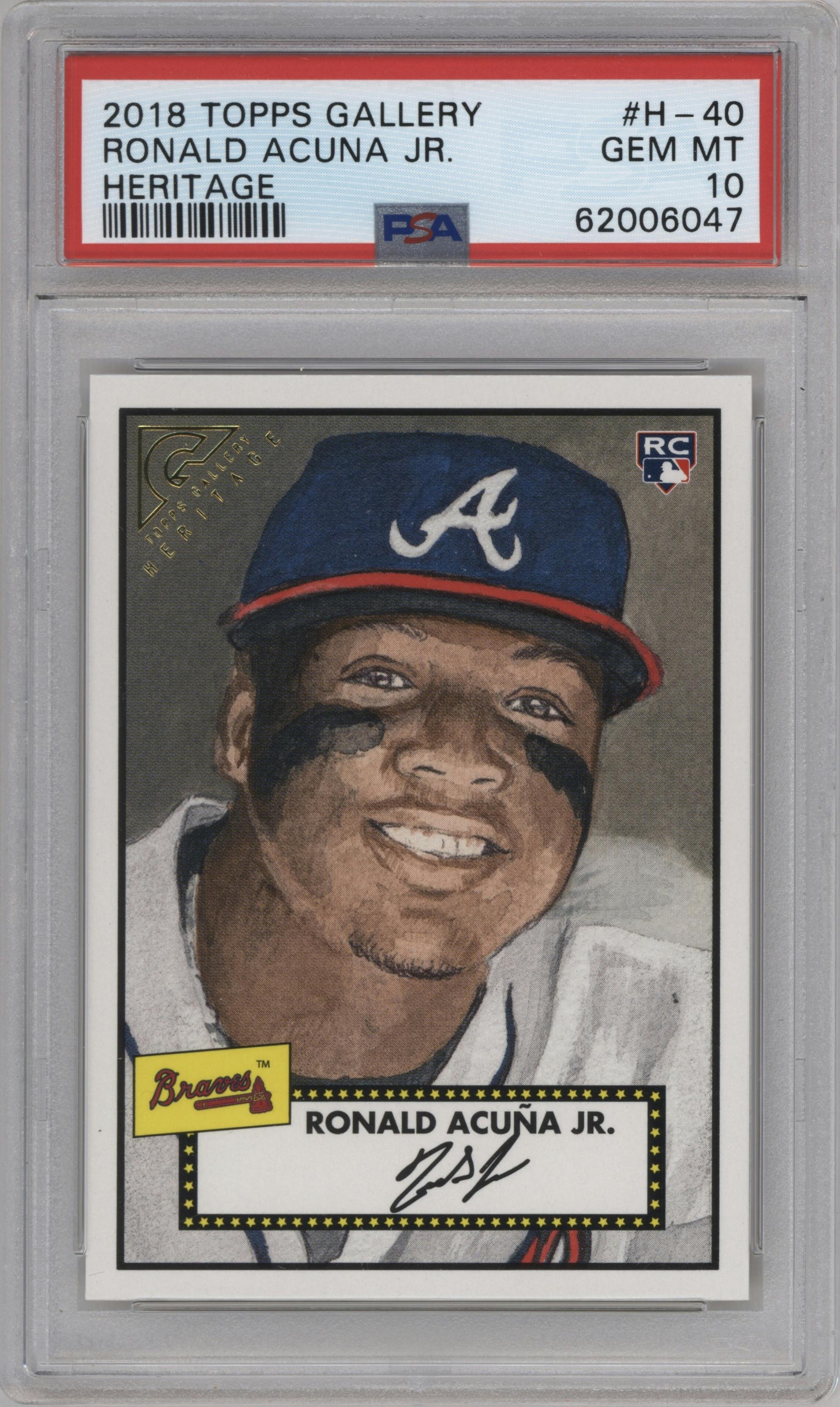 Ronald Acuna Jr. from the 2018 Topps Gallery set graded by PSA and given an overall grade of 10.