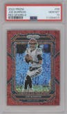 Joe Burrow from the 2022 Panini Prizm set featuring a Red Sparkle parallel graded by PSA and given an overall grade of 10.