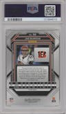 Joe Burrow from the 2022 Panini Prizm set featuring a Red Sparkle parallel graded by PSA and given an overall grade of 10.