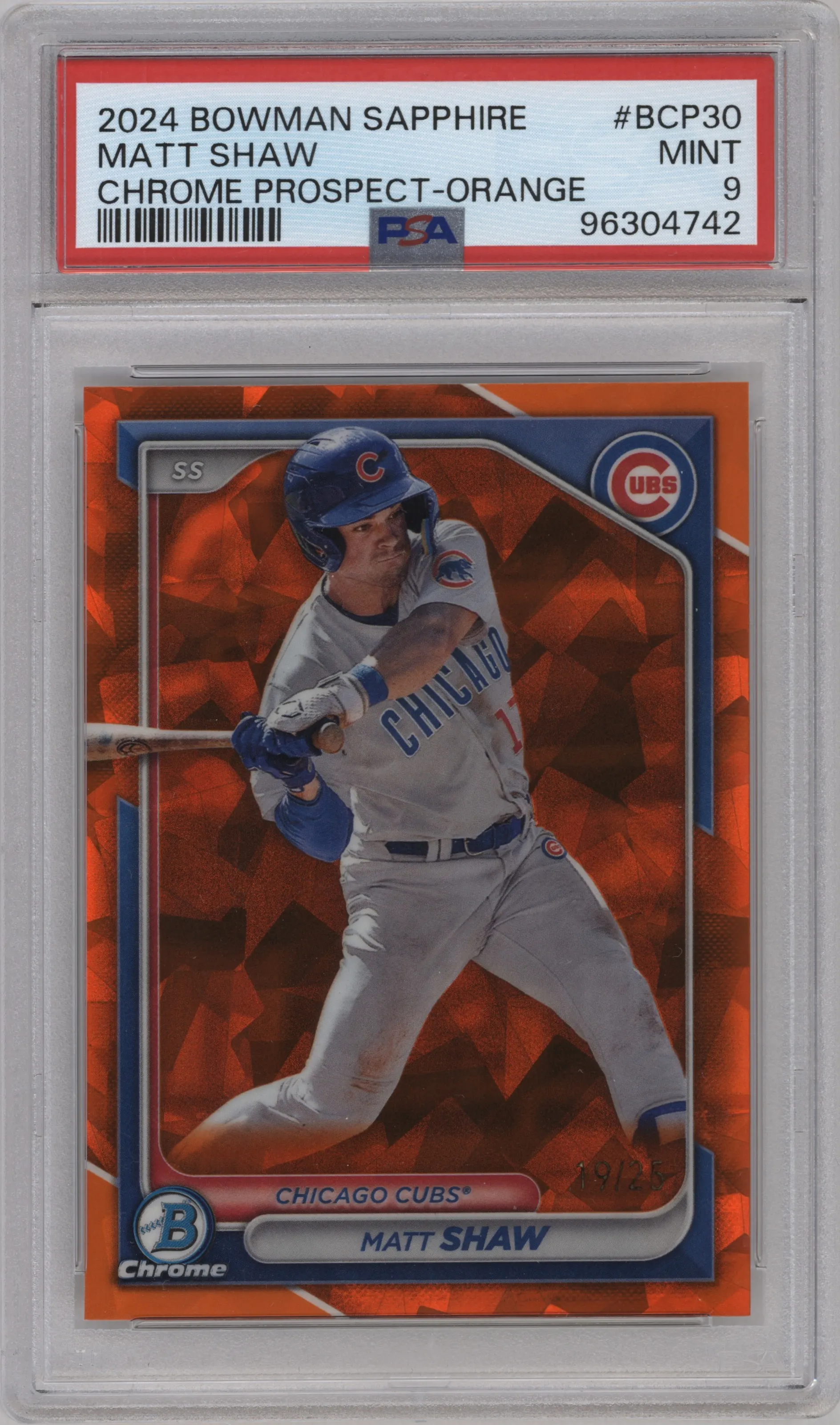 2024 Bowman Sapphire Edition Matt Shaw Orange #BCP-30 PSA 9