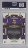 Jordan Addison from the 2023 Panini Select set featuring a Dragon Scale parallel graded by PSA and given an overall grade of 10.