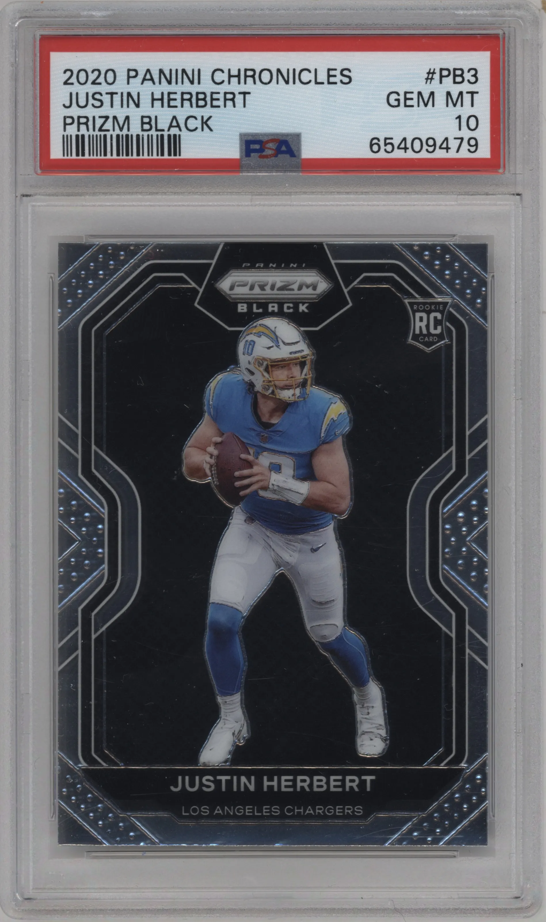 2020 Panini Chronicles Prizm Black Justin Herbert PSA 10