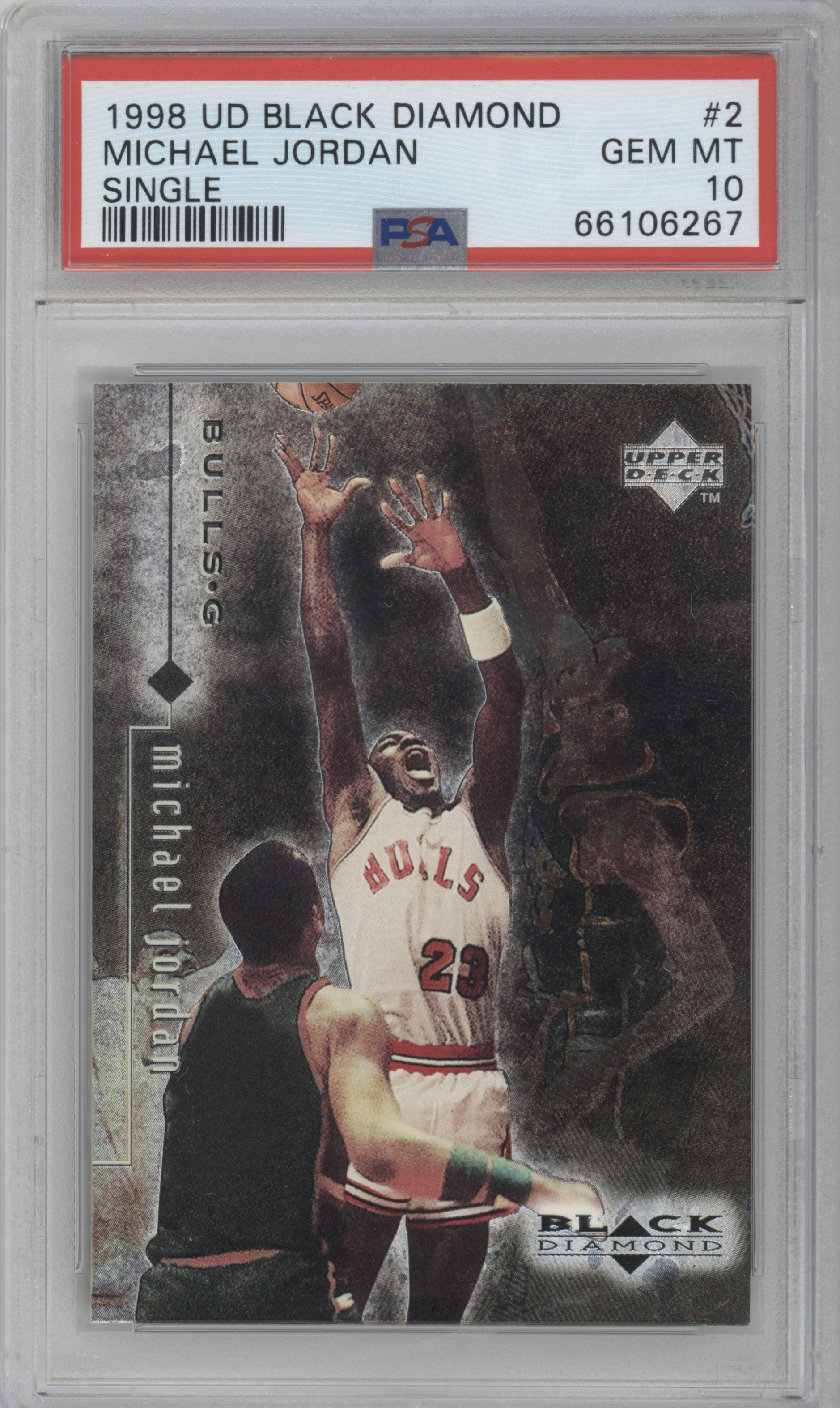 Michael Jordan from the 1998-99 Upper Deck Black Diamond set graded by PSA and given an overall grade of 10.