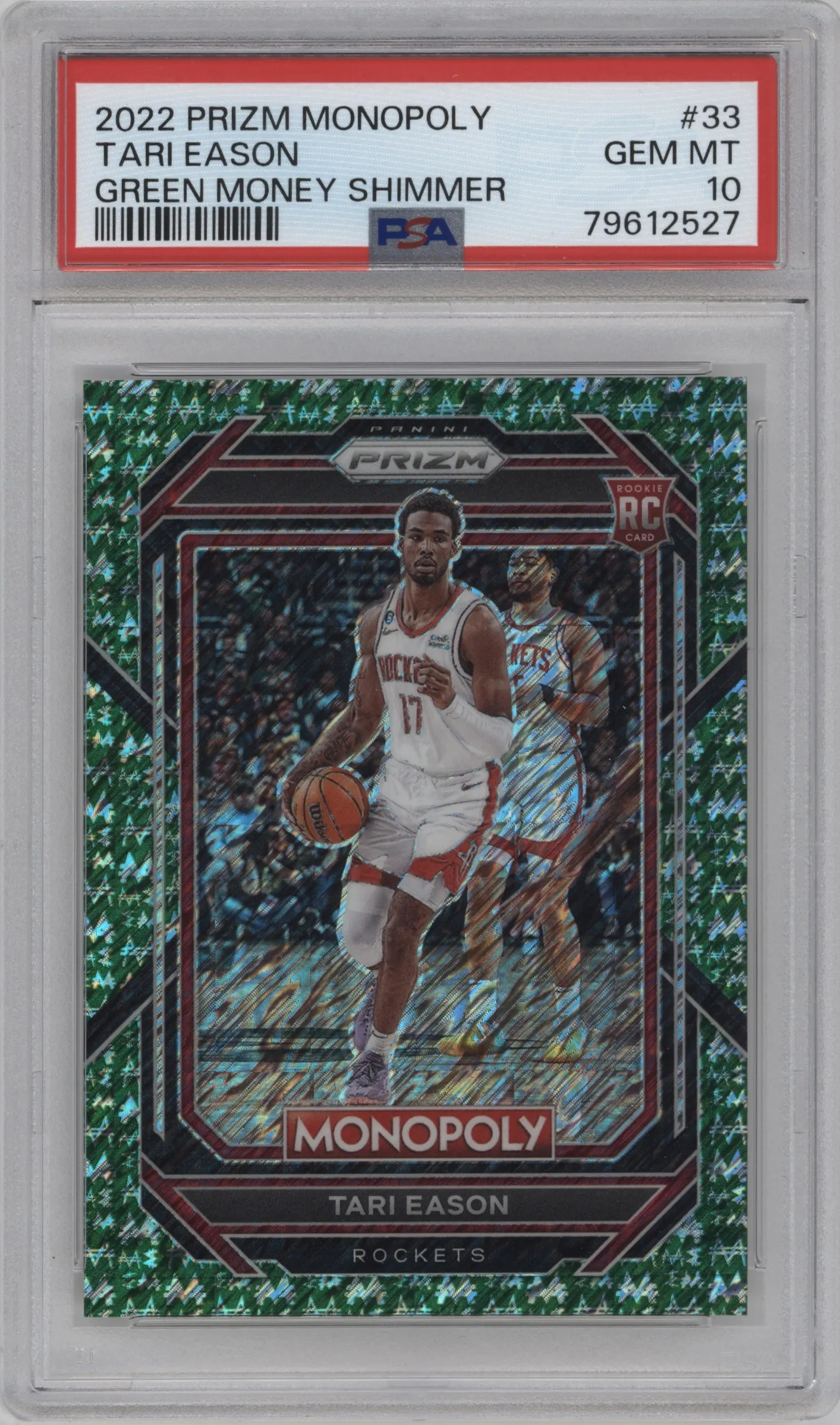 2022 Panini Prizm Monopoly Tari Eason Green Money Shimmer PSA 10