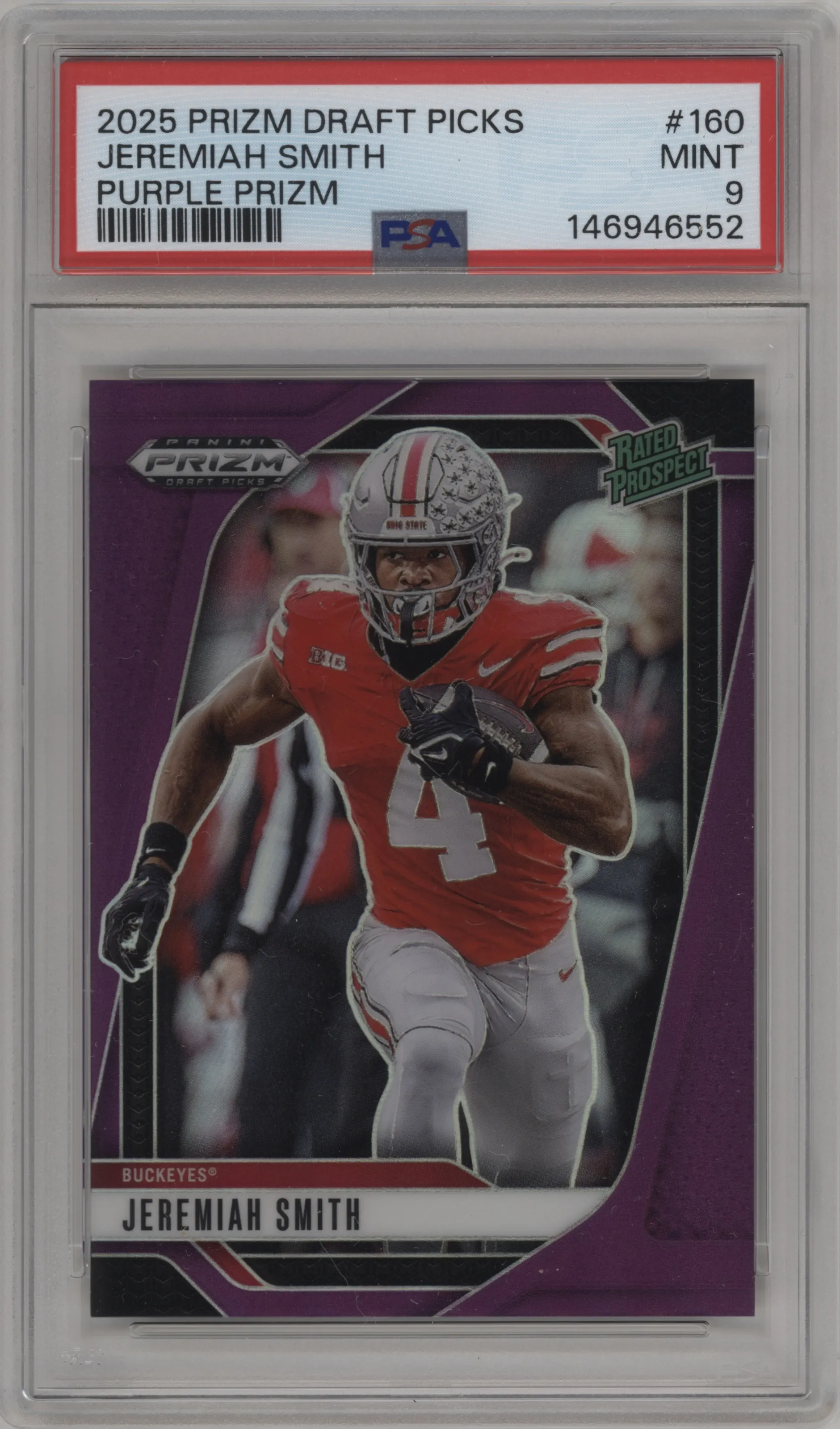 2025 Panini Prizm Draft Picks Jeremiah Smith Purple Prizm #160 PSA 9