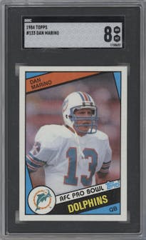 Dan Marino from the 1984 Topps set graded by SGC and given an overall grade of 8.