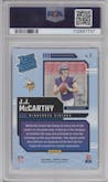 J.J. McCarthy from the 2024 Donruss set graded by PSA and given an overall grade of 10.