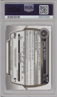 Eric Bitonti from the 2023 Bowman Draft Sapphire set featuring a Green parallel graded by PSA and given an overall grade of 10.