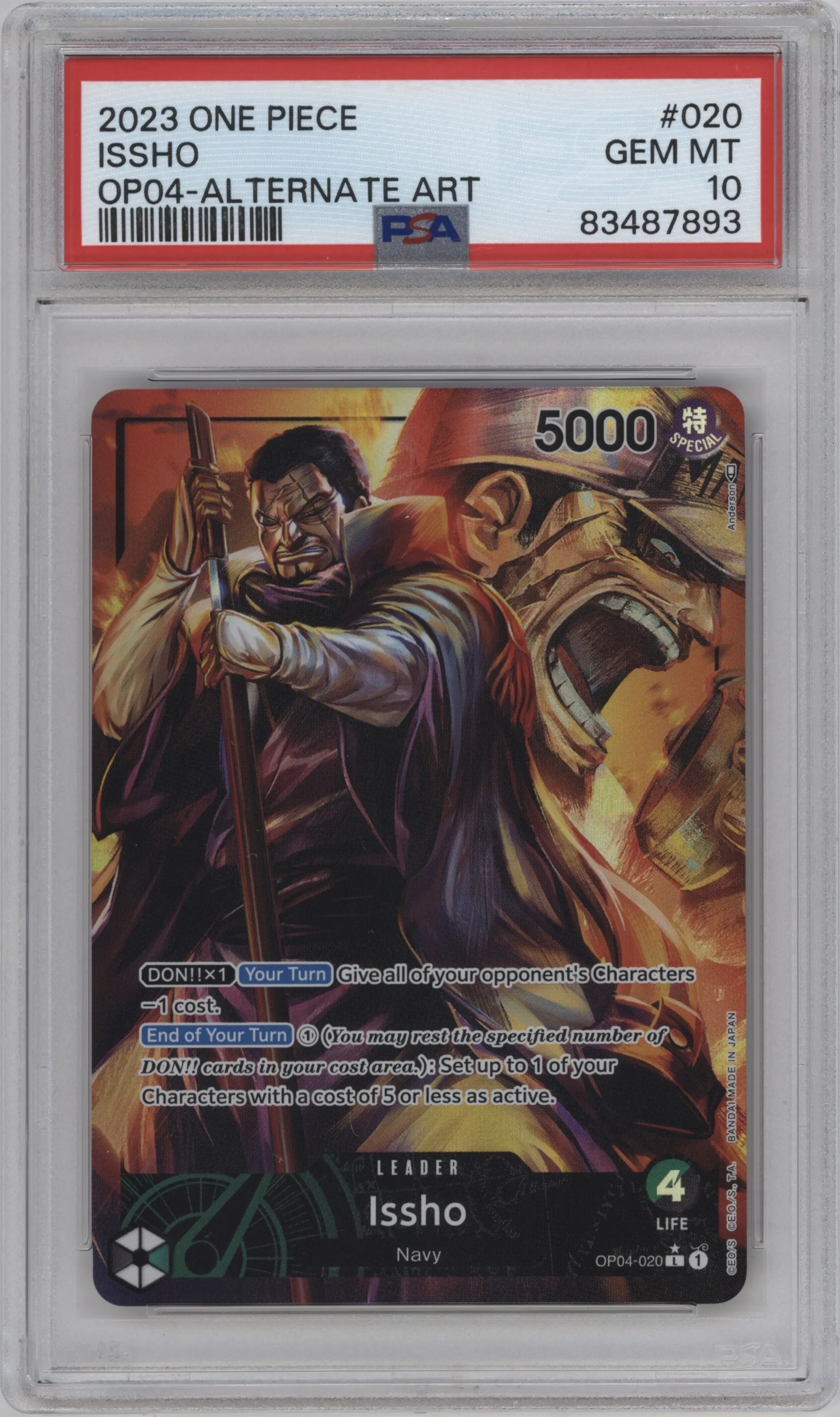 2023 One Piece Kingdoms of Intrigue Issho Alternate Art PSA 10