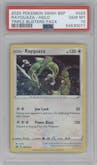 Rayquaza from the 2020 Pokemon SWSH set featuring a Triple Blisters Pack parallel graded by PSA and given an overall grade of 10.