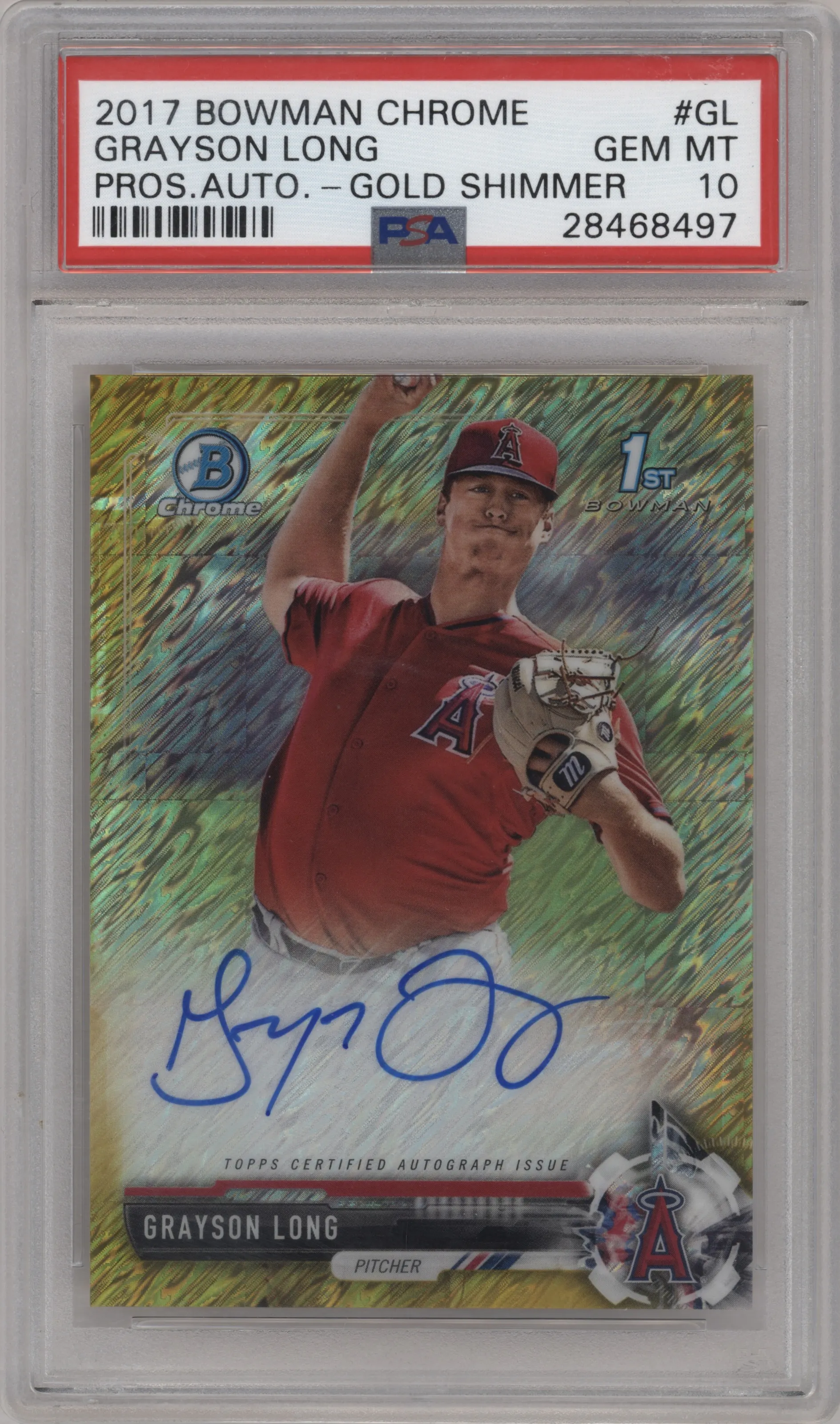 2017 Bowman Chrome Chr.Pros.Auto Grayson Long Gold Shimmer Refractor PSA 10