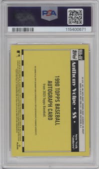 Anthony Volpe from the 2025 Topps set graded by PSA and given an overall grade of 9.