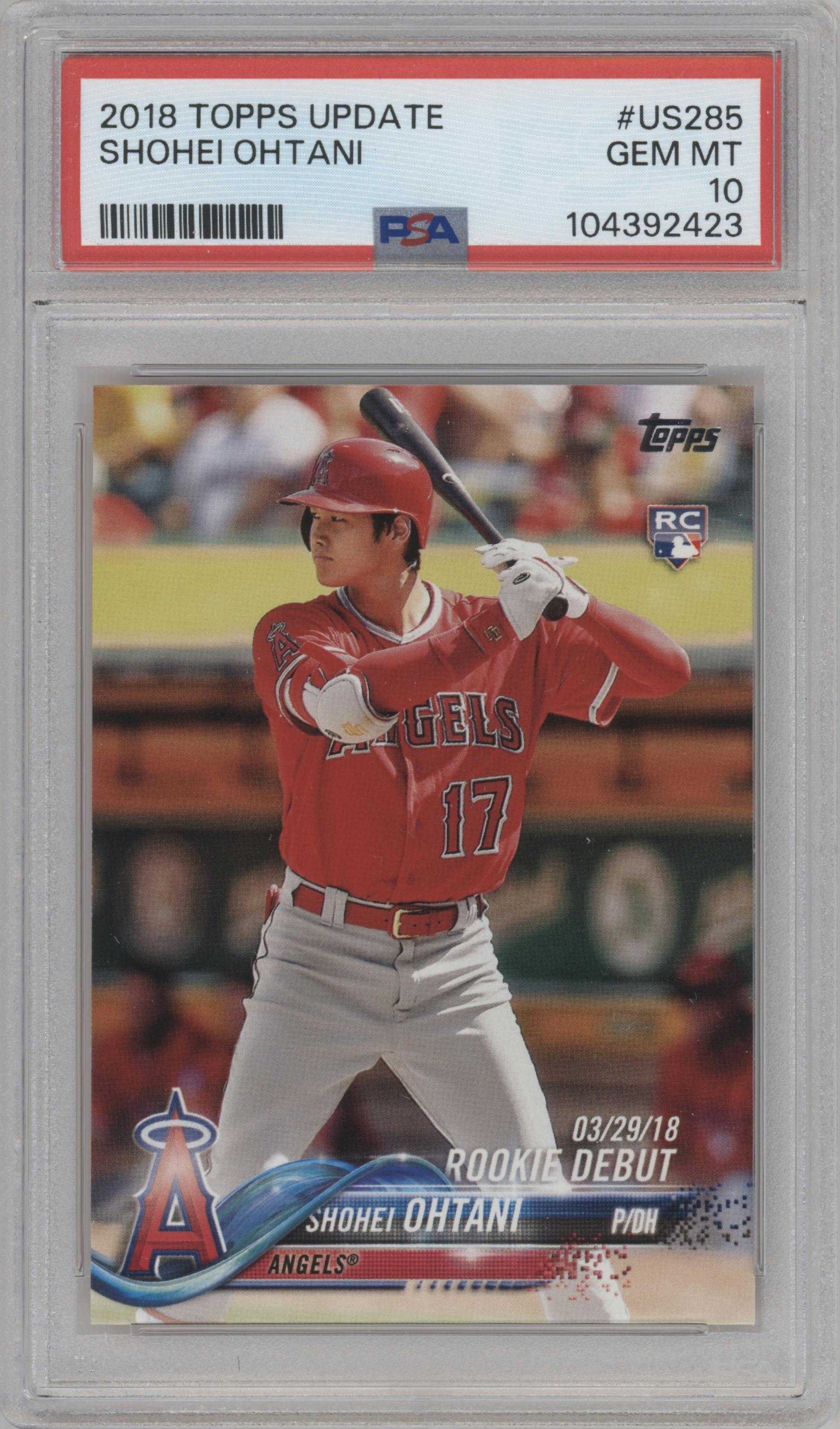 Shohei Ohtani from the 2018 Topps Update set graded by PSA and given an overall grade of 10.