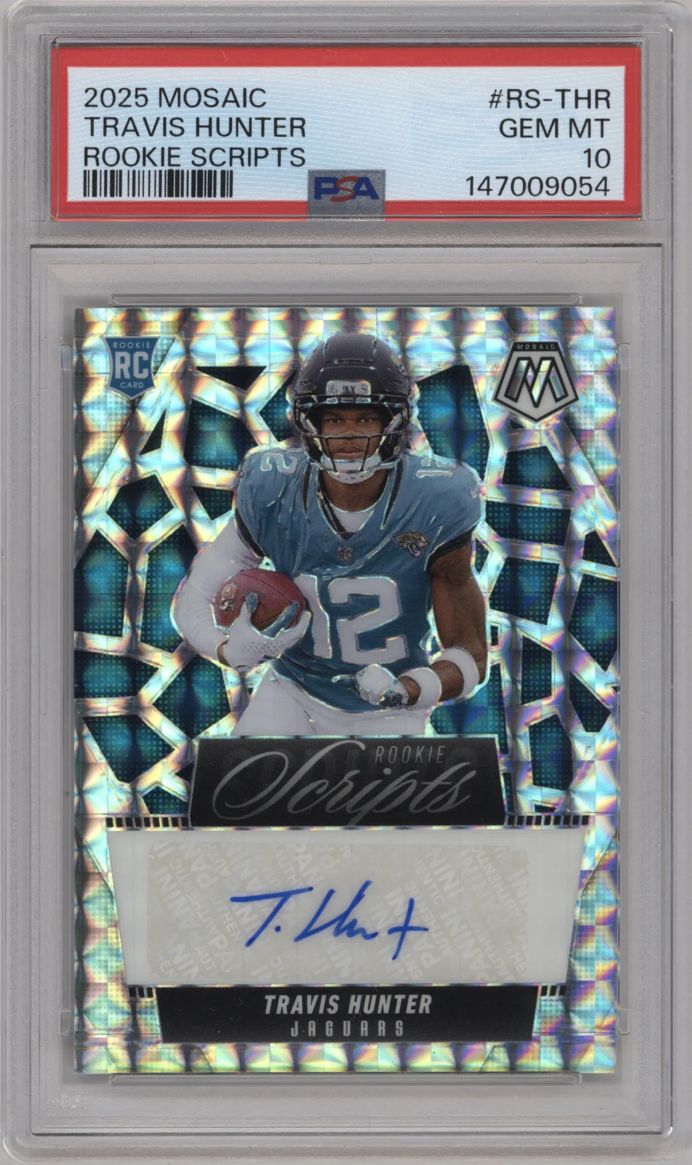 2025 Panini Mosaic Rke.Scripts Travis Hunter PSA 10