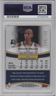 Reggie Miller from the 1999-00 Topps Gold Label set featuring a Class 1 Red Label parallel graded by PSA and given an overall grade of 9.