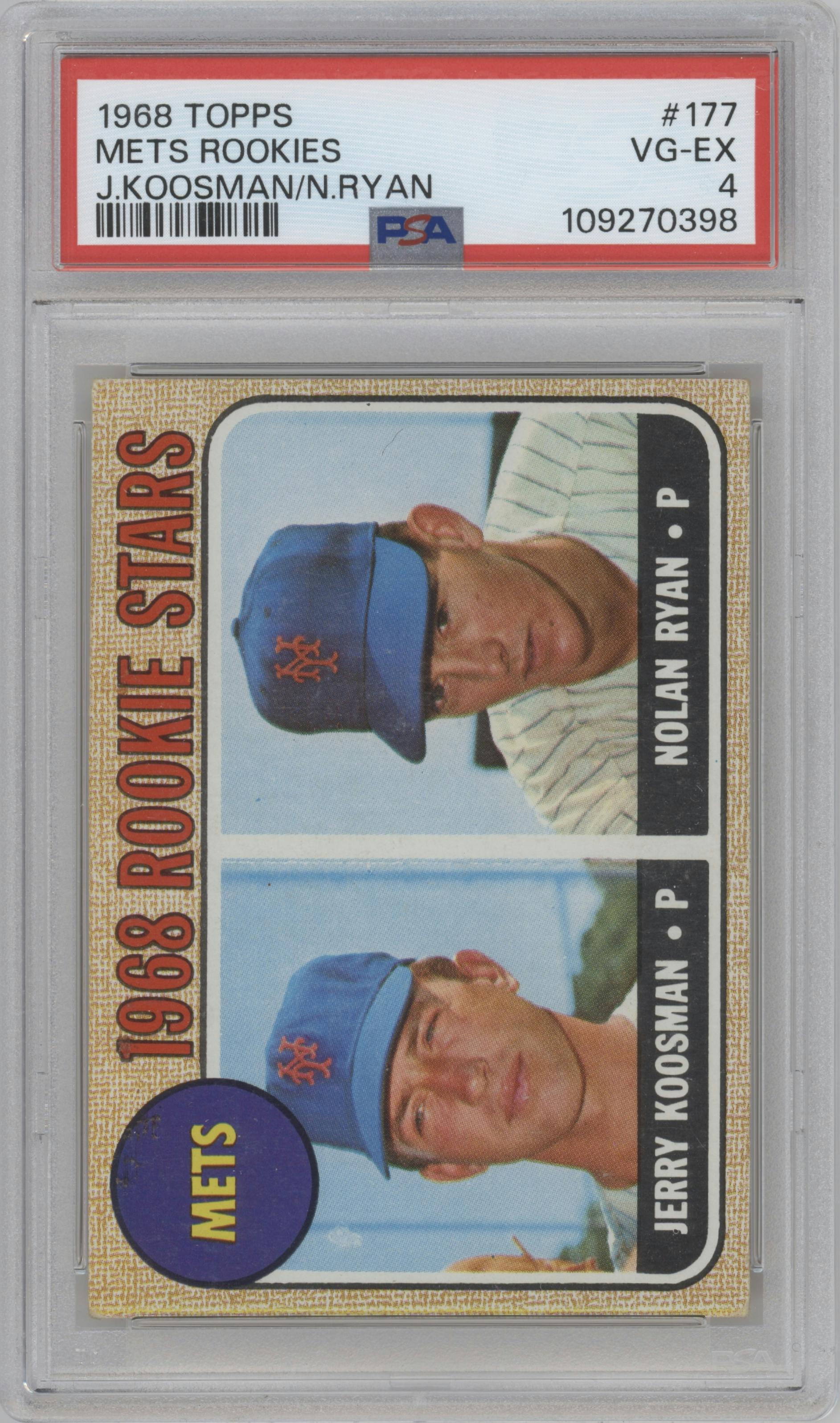 Jerry Koosman/Nolan Ryan from the 1968 Topps set graded by PSA and given an overall grade of 4.