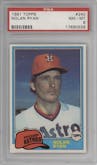 Nolan Ryan from the 1981 Topps set graded by PSA and given an overall grade of 8.