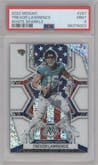 Trevor Lawrence from the 2022 Panini Mosaic set featuring a White Sparkle parallel graded by PSA and given an overall grade of 9.