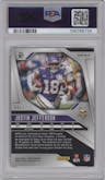 Justin Jefferson  from the 2024 Panini Prizm set featuring a Purple Ice parallel graded by PSA and given an overall grade of 9.