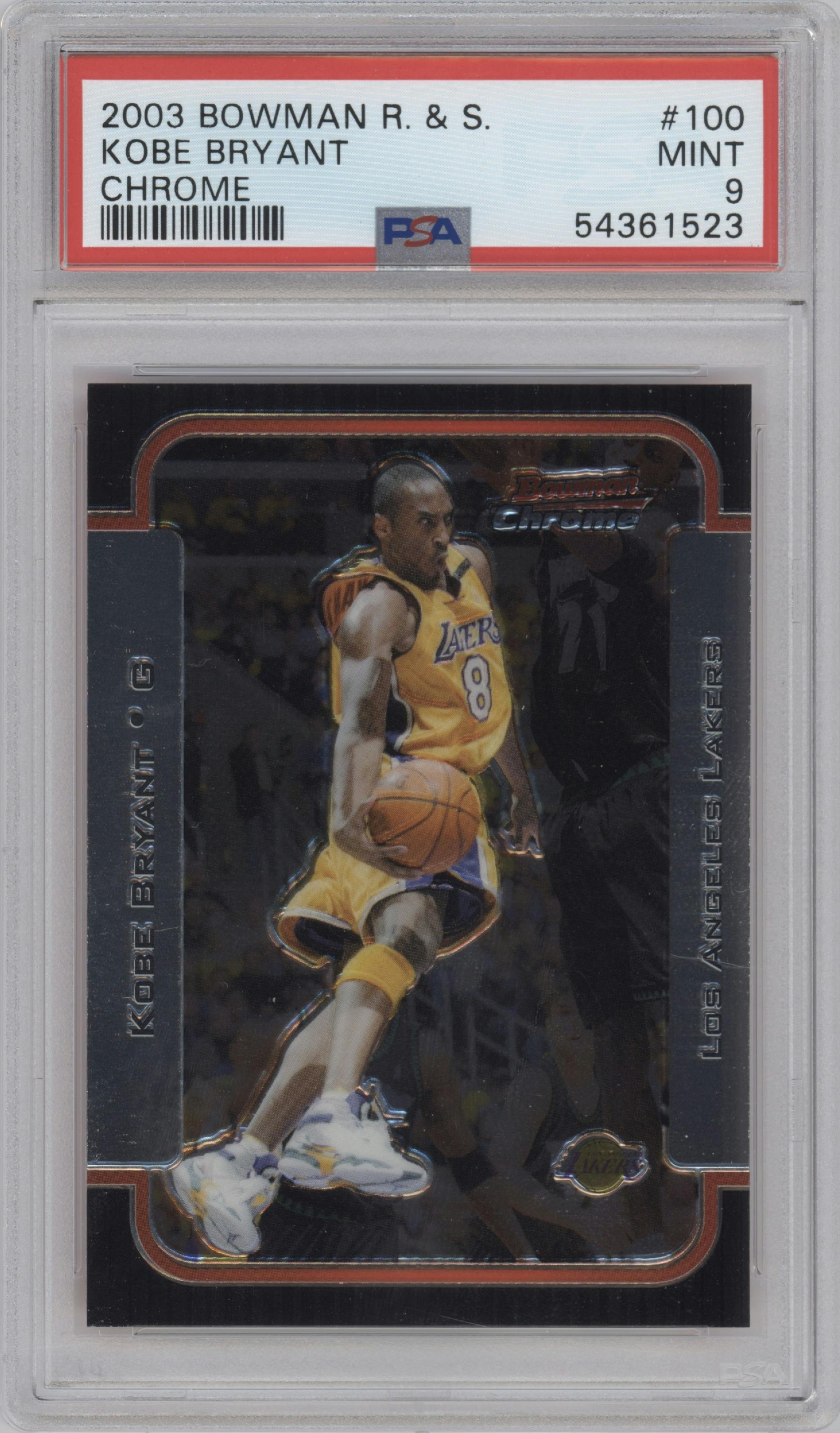 Kobe Bryant  from the 2003-04 Bowman set graded by PSA and given an overall grade of 9.