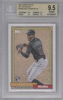 Jazz Chisholm Jr. from the 2021 Topps Update set graded by Beckett and given an overall grade of 9.5.