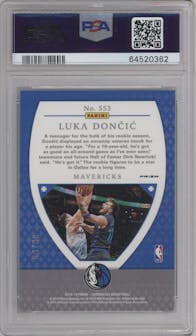 Luka Doncic from the 2018-19 Panini Chronicles set featuring a Blue parallel graded by PSA and given an overall grade of 10.