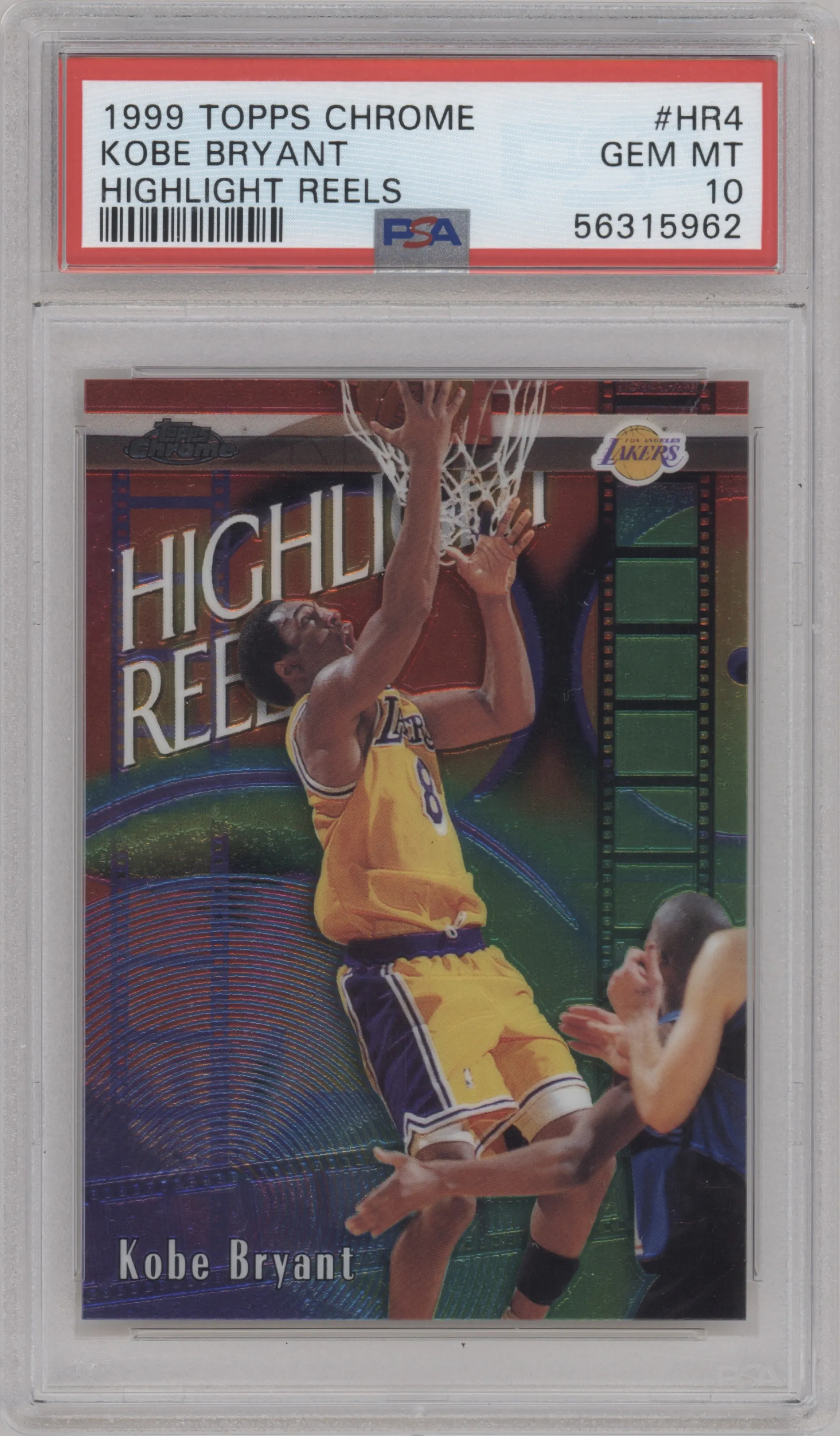 Kobe Bryant  from the 1999-00 Topps Chrome set graded by PSA and given an overall grade of 10.