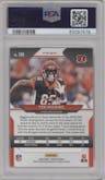 Tee Higgins from the 2020 Panini Prizm set featuring a Red Wave parallel graded by PSA and given an overall grade of 10.