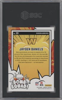 Jayden Daniels from the 2024 Donruss set graded by SGC and given an overall grade of 10.