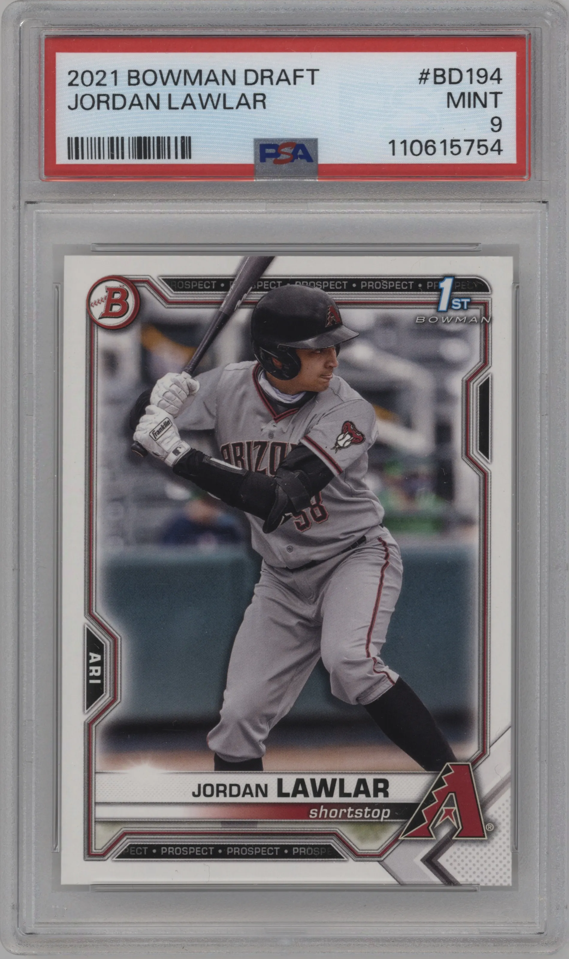 2021 Bowman Draft Prospect Jordan Lawlar PSA 9