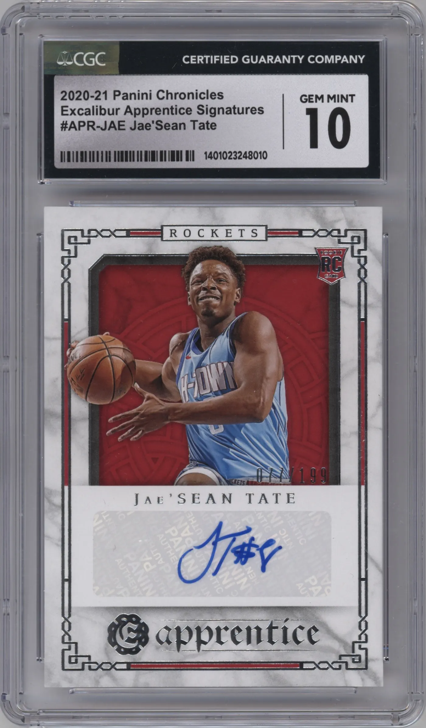 2020 Panini Chronicles Excalibur App.Sig. Jae'Sean Tate CGC 10