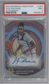 JuJu Watkins from the 2022-23 Bowman University Inception set graded by PSA and given an overall grade of 9.