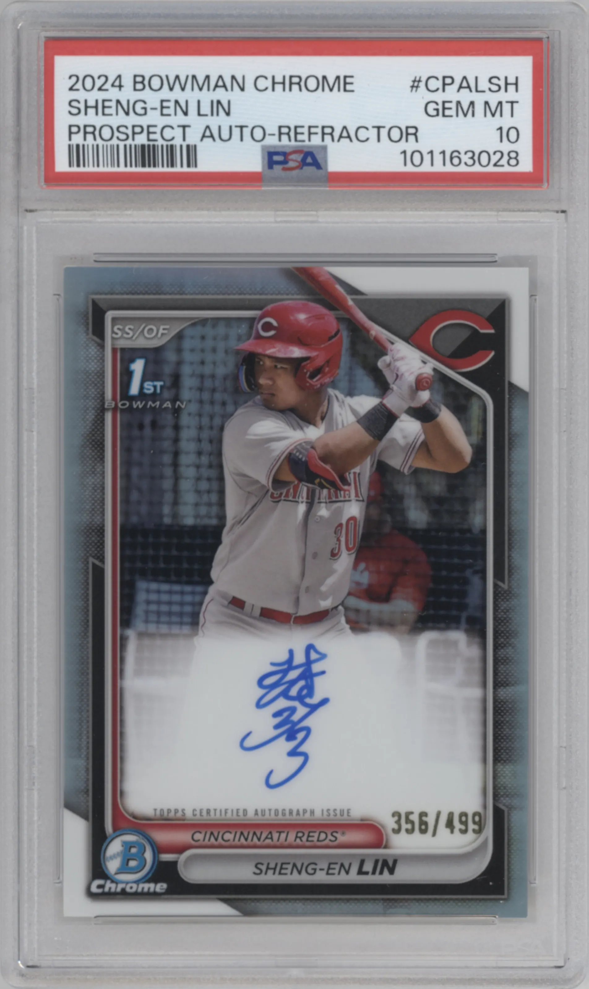 2024 Bowman Chrome Chr.Pros.Auto Sheng-En Lin Refractor #CPA-LSH PSA 10