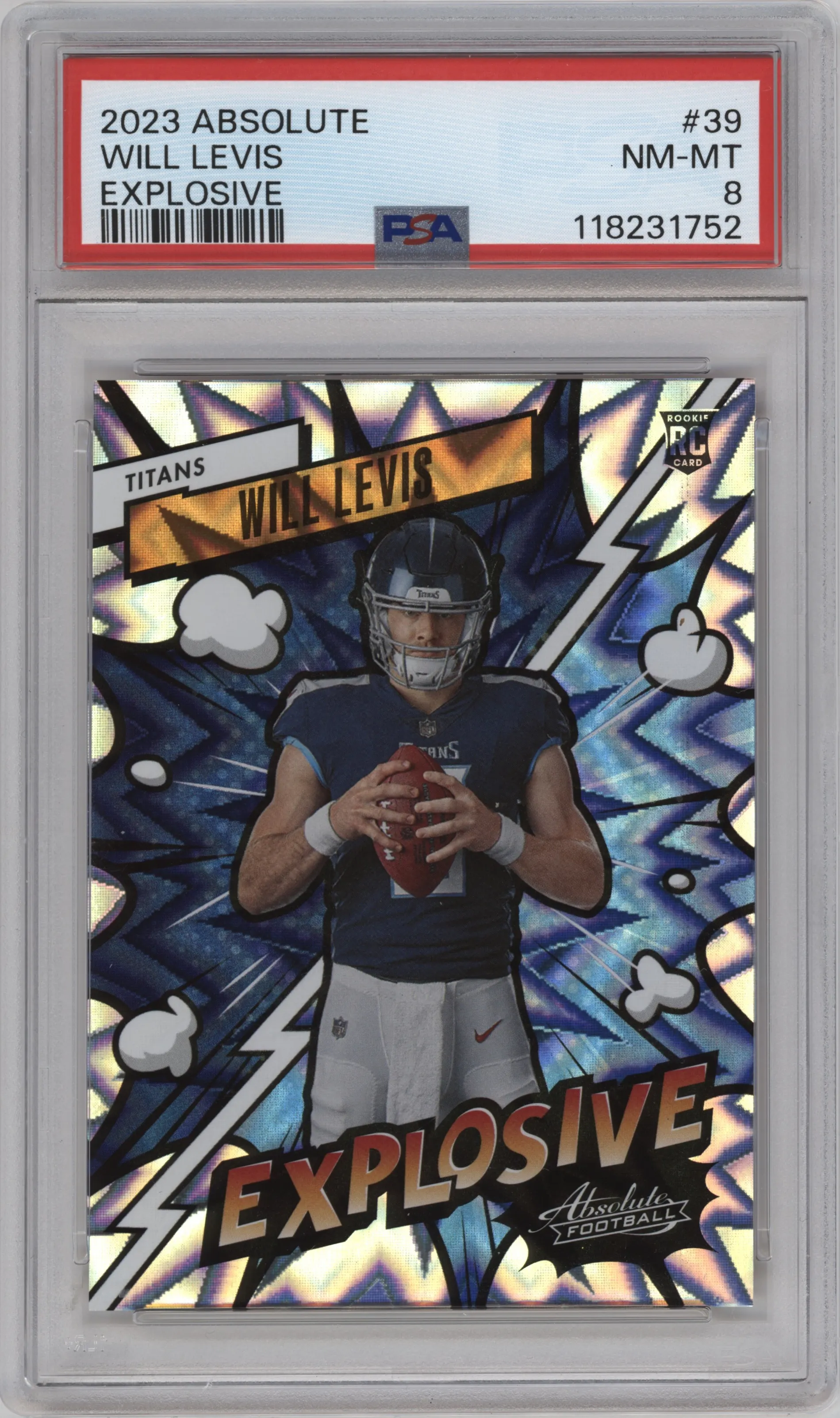 2023 Panini Absolute Explosive Will Levis #39 PSA 8