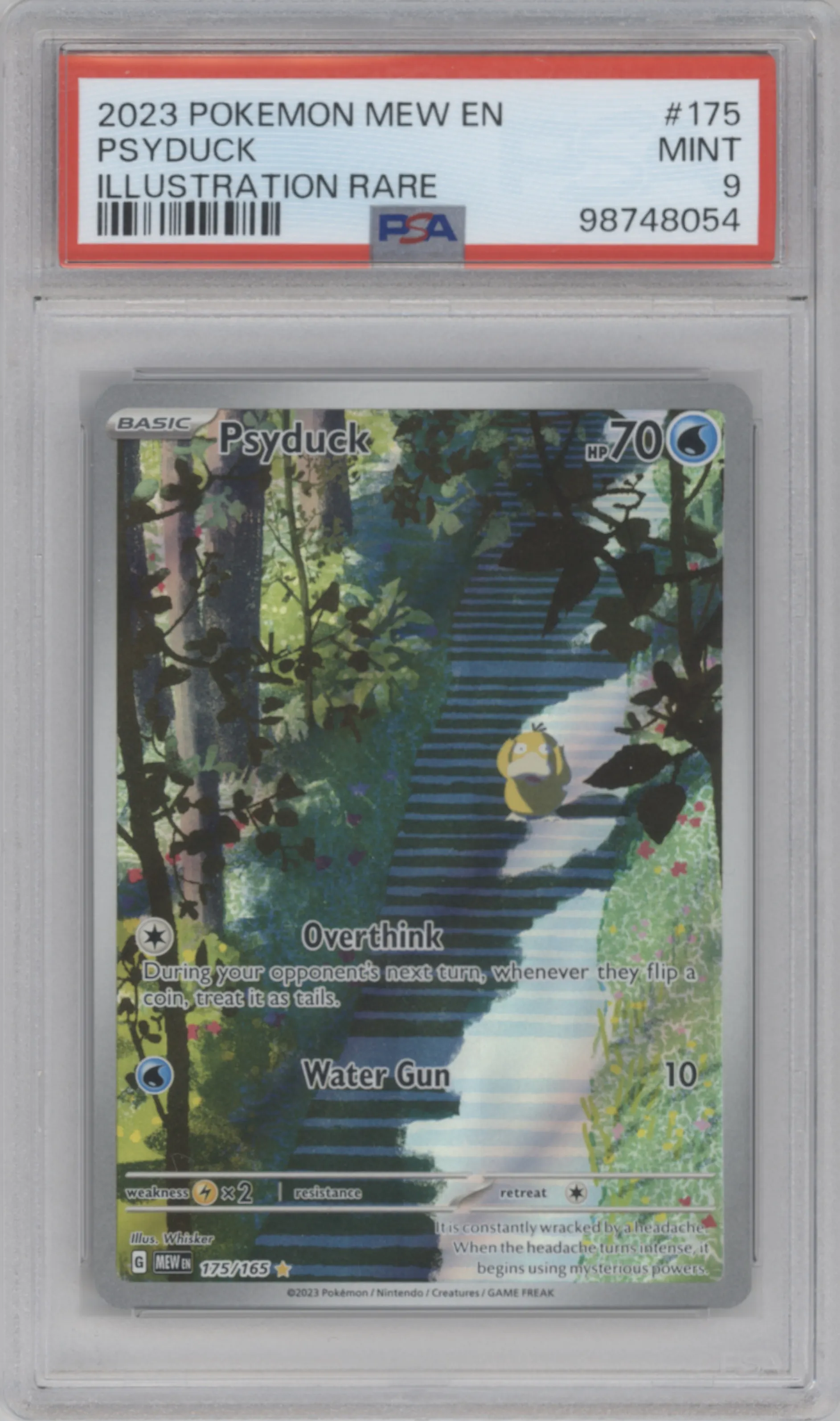 Psyduck from the 2023 Pokemon SV set graded by PSA and given an overall grade of 9.