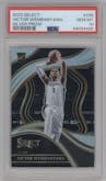 Victor Wembanyama from the 2023-24 Panini Select  set featuring a Silver parallel graded by PSA and given an overall grade of 10.