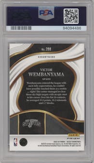 Victor Wembanyama from the 2023-24 Panini Select  set featuring a Silver parallel graded by PSA and given an overall grade of 10.