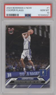 Cooper Flagg from the 2024-25 Bowman U Now set graded by PSA and given an overall grade of 10.