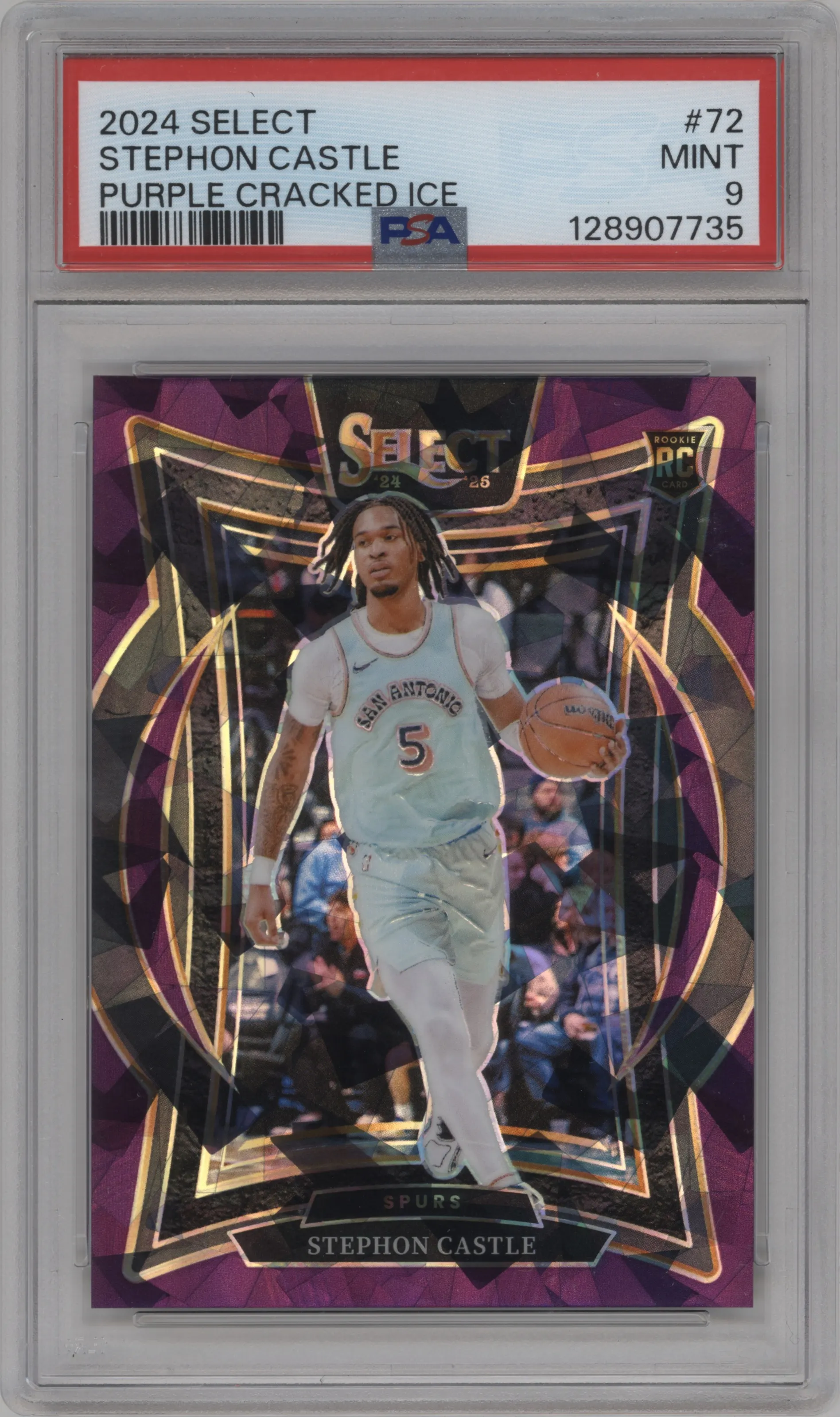 2024 Panini Select Stephon Castle Purple Cracked Ice PSA 9