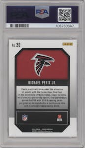 Michael Penix Jr. from the 2024 Panini Prizm set graded by PSA and given an overall grade of 10.