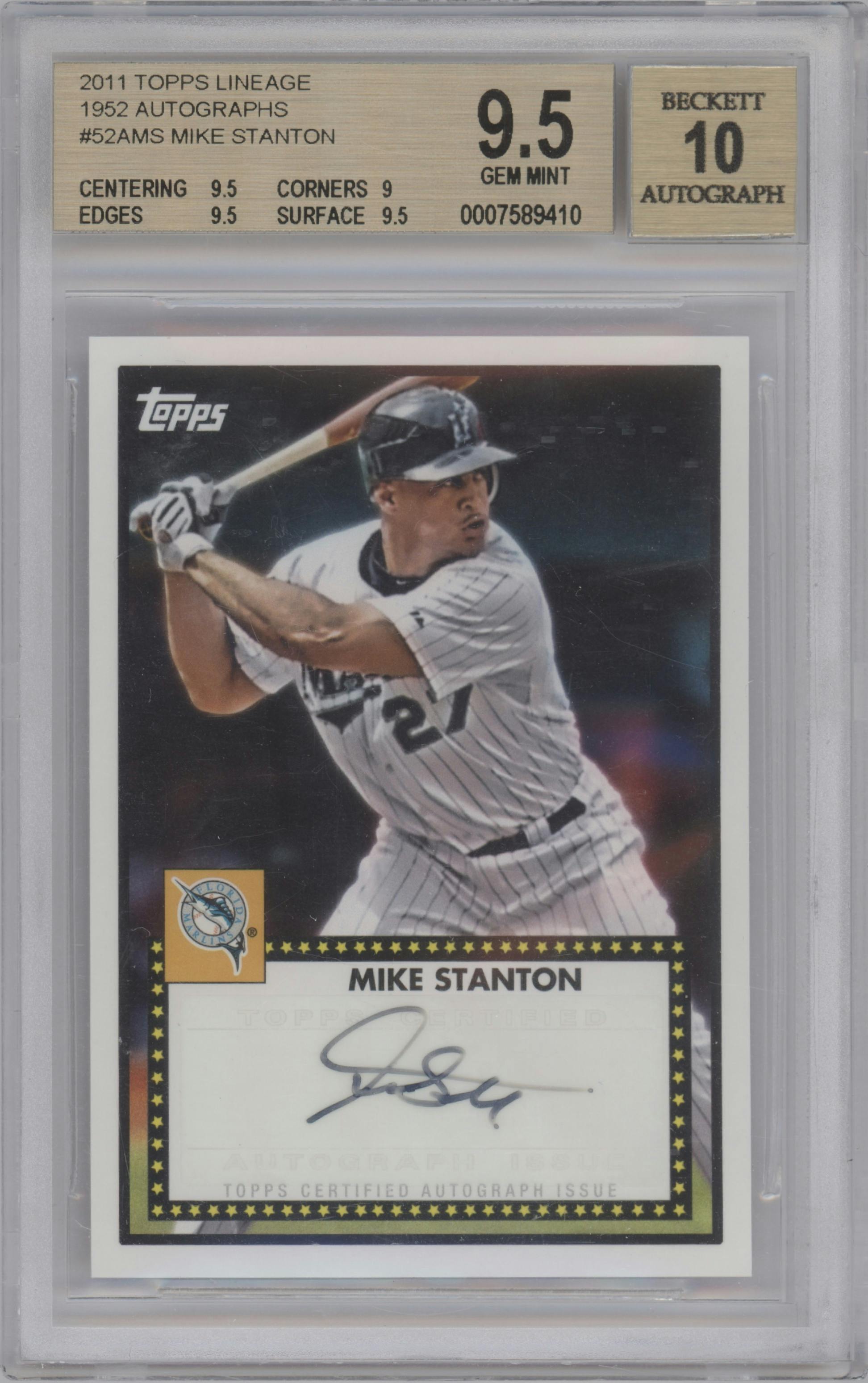 Mike Stanton from the 2011 Topps Lineage set graded by Beckett and given an overall grade of 9.5.