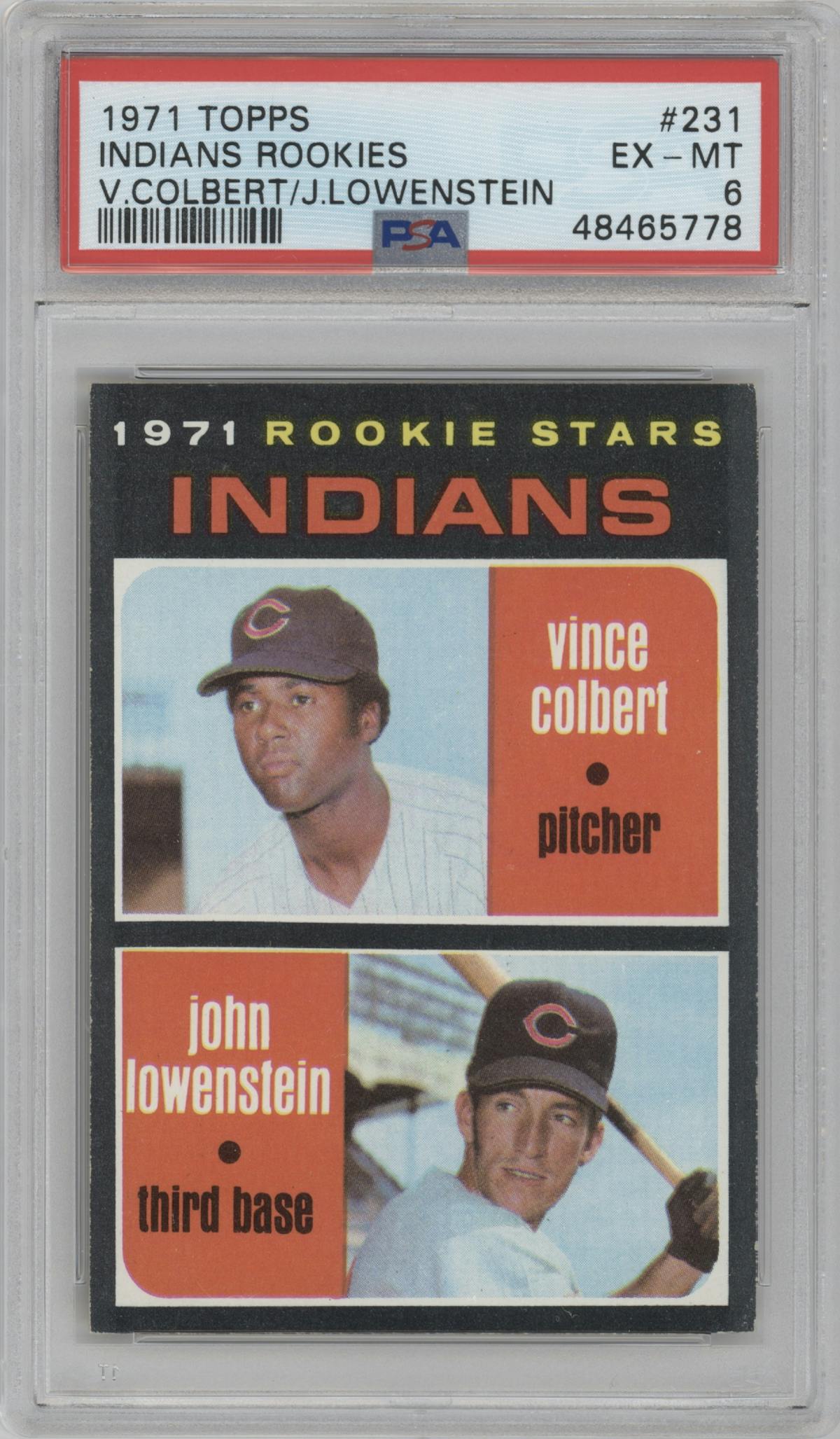 Vince Colbert/John Lowenstein from the 1971 Topps set graded by PSA and given an overall grade of 6.