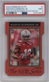 Marvin Harrison Jr. from the 2024 Panini Donruss Elite set featuring a Die-Cut Status  parallel graded by PSA and given an overall grade of 9.
