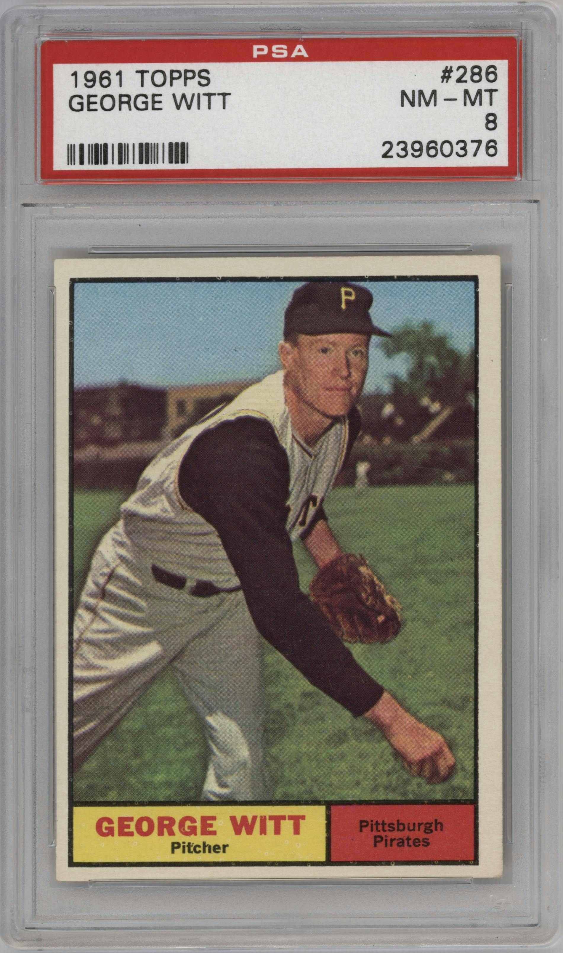 George Witt from the 1961 Topps set graded by PSA and given an overall grade of 8.