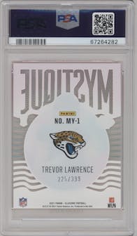 Trevor Lawrence from the 2021 Panini Illusions set featuring a Pink parallel graded by PSA and given an overall grade of 9.